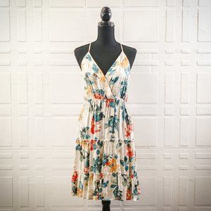 Maurices Floral Tiered V-Neck Mini Dress, Medium